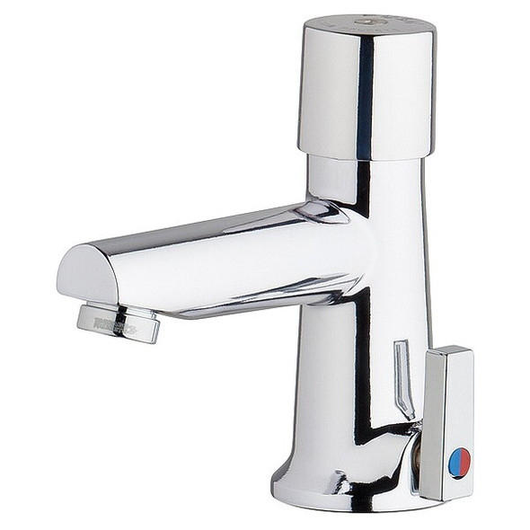 Metering Single Hole Mount, 1 Hole Straight Spout Bathroom Faucet, Chrome plated
