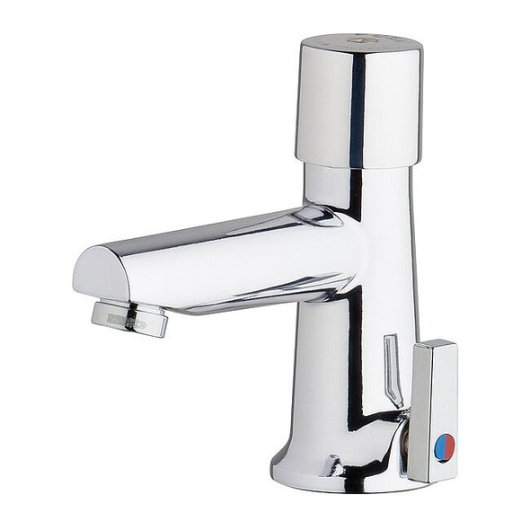Metering Single Hole Mount, 1 Hole Straight Spout Bathroom Faucet, Chrome plated
