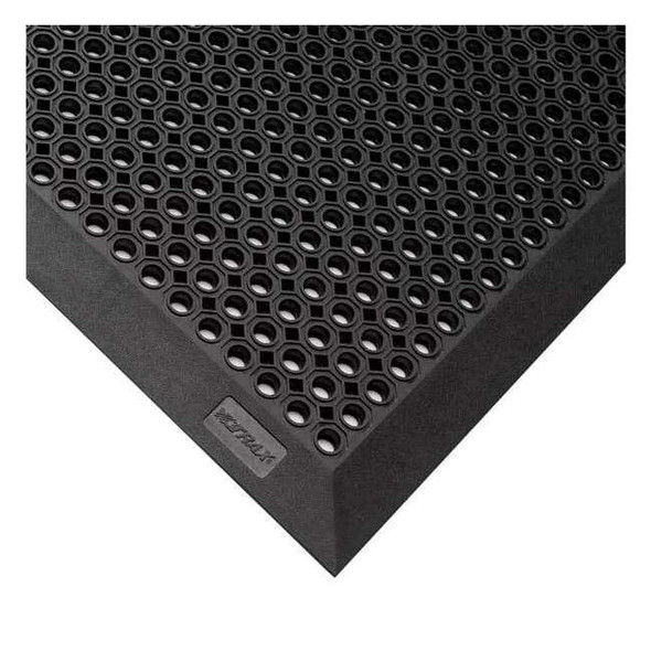 Drainage Entrance Mat, Rubber, 5/32 in Thick, Black, 4 ft W x 6 ft L