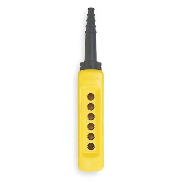 Schneider Electric Pendant Enclosure, 22mm, 6 Holes, Yellow XACA06H7