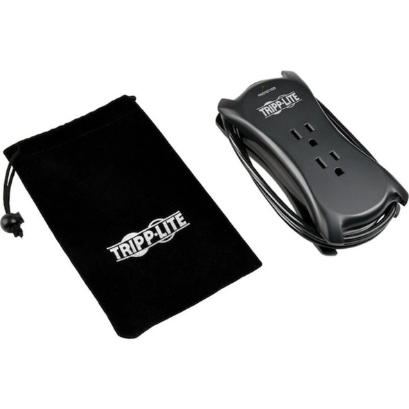 Tripp Lite Power Strip, Surge, USB, 3 5-15R, 5-15P, 1.5 ft., Black TRAVELER3USB