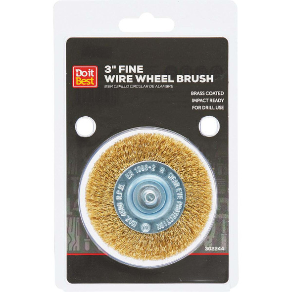 Do it Best 3 In. Mounted, Fine Drill-Mounted Wire Wheel 660 075-9009