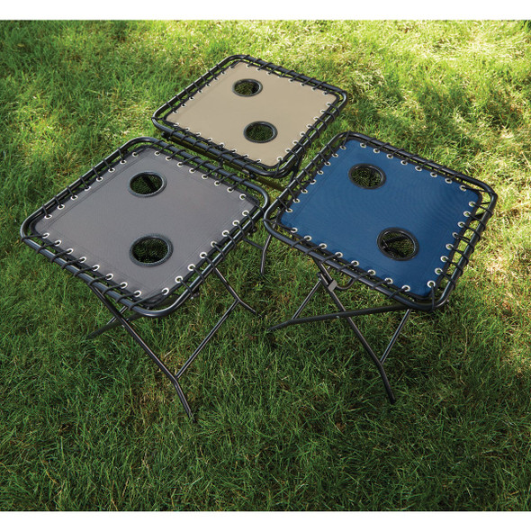 Outdoor Expressions Blue 18 In. Square Steel Folding Side Table ZD-T1022-B26 811236
