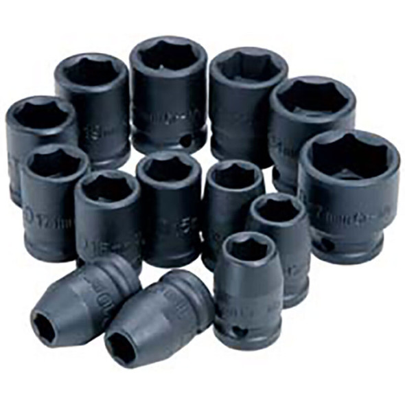 14 Pc. 1/2" Drive 6 Point Metric Standard Impact Socket Set 4106