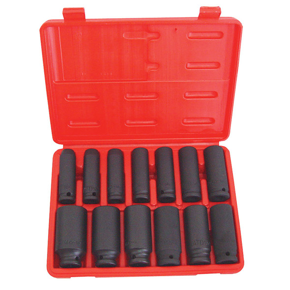 13 Pc. 1/2" Drive 6 Point SAE Deep Impact Socket Set 4401
