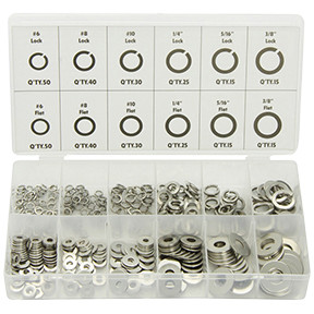 350 Pc. Stainless Lock and Flat Washer Assortment 360