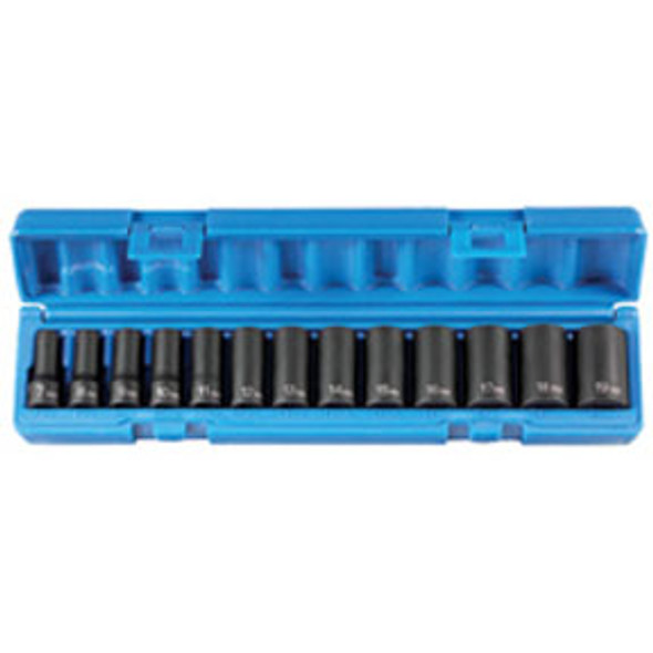 13 Pc. 3/8'' Drive 6 Point Metric Semi–Deep Socket Set 1213MSD