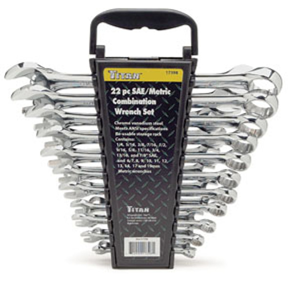 Standard & Metric Combination Wrench Set, 22 pc 17398