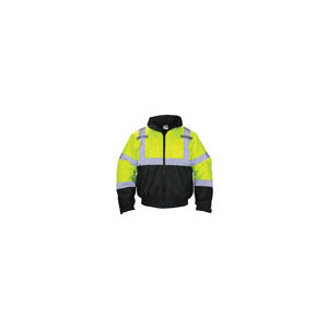Hi-Viz Class 3 Hooded Bomber Jacket, Yellow, Medium 690-1508