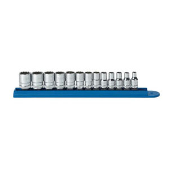 13 pc Metric 12 Pt. Socket Set, 1/4" Dr. 80306