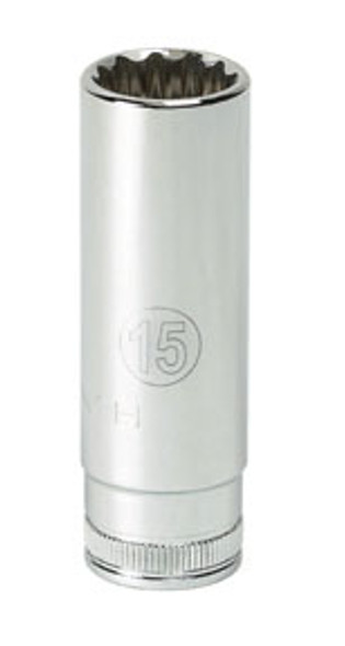 1/4" Dr 6 Pt. Deep Metric Socket, 15 mm 80150