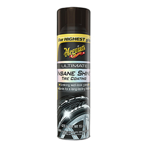 Meguiar's  Ultimate Insane Shine Tire Coating – Soaking Wet-Look Tire Shine - G190315, 15 oz G190315