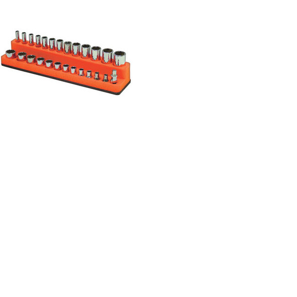 1/4" Dr Shallow/Deep 26-Hole Magnetic Socket Organizer, Solar Orange 724