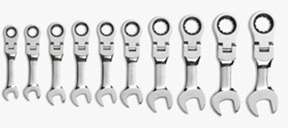 10 pc. Metric Stubby Flex Head Combination Ratcheting GearWrench Set 9550 10 pc. Metric Stubby Flex Head Combination Ratcheting GearWrench Set 9550
