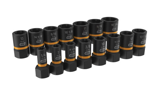 15 Pc. 1/4" & 3/8" Drive Bolt Biter Impact Extraction Socket Set 84783