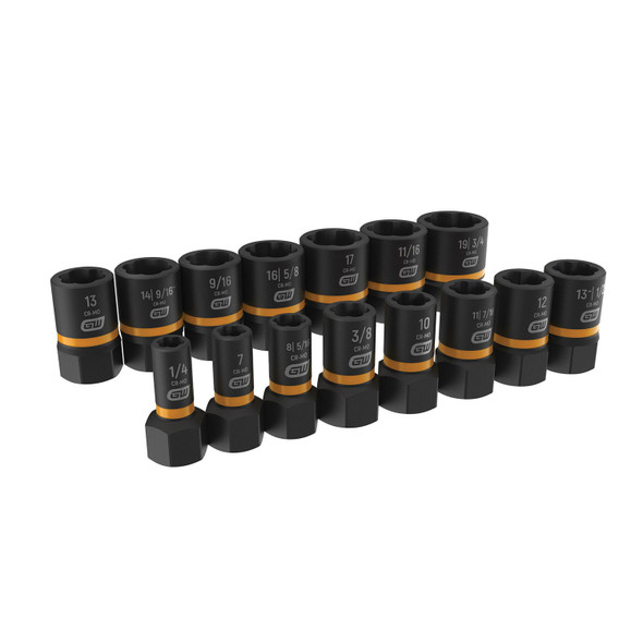 15 Pc. 1/4" & 3/8" Drive Bolt Biter Impact Extraction Socket Set 84783