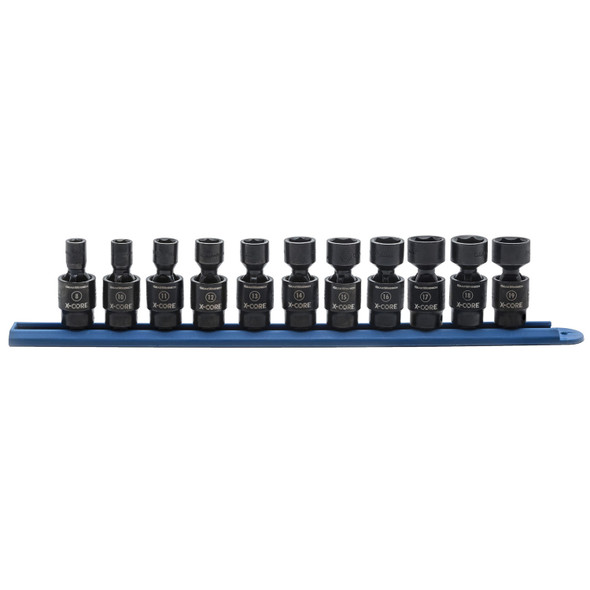 11 Pc. 3/8" Drive 6 Point  Standard X-CORE  Pinless Universal Impact  Metric Socket Set 84975