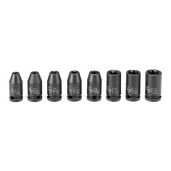 1/4" Drive 8 Pc. Standard External Star Impact Socket Set 998ET