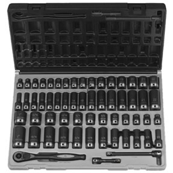 59-Piece 3/8 in. Drive 12-Point SAE/Metric Standard and Deep Impact Duo-Socket Set 81259CRD