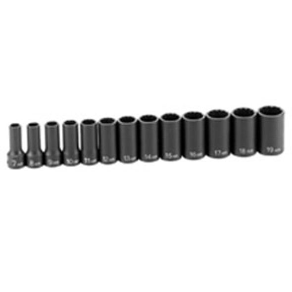 13 Pc. 3/8" Drive 12 Point Metric Semi-Deep Length Impact Set 1203MSD