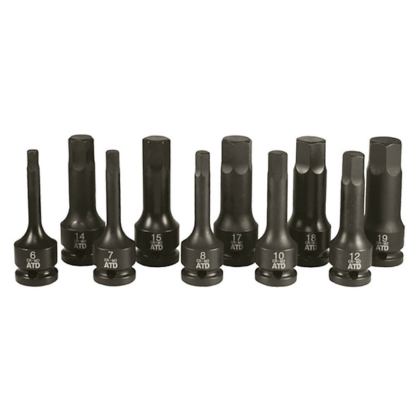 10 Pc. 1/2" Drive Metric Impact Hex Driver Set 4605