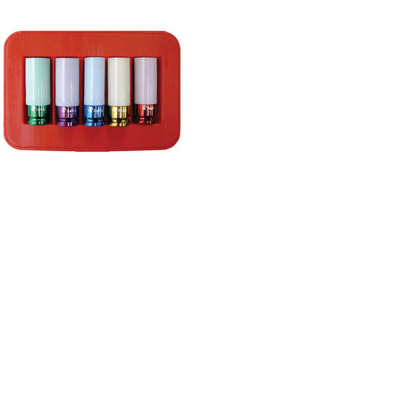 5 Pc. Chrome Protective Plastic Sleeves and Shallow Broach Impact Socket Set 7835