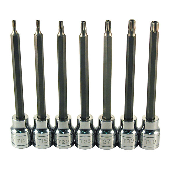 7 Pc. Extra Long Tamper-resistant Star Bit Socket Set 13776