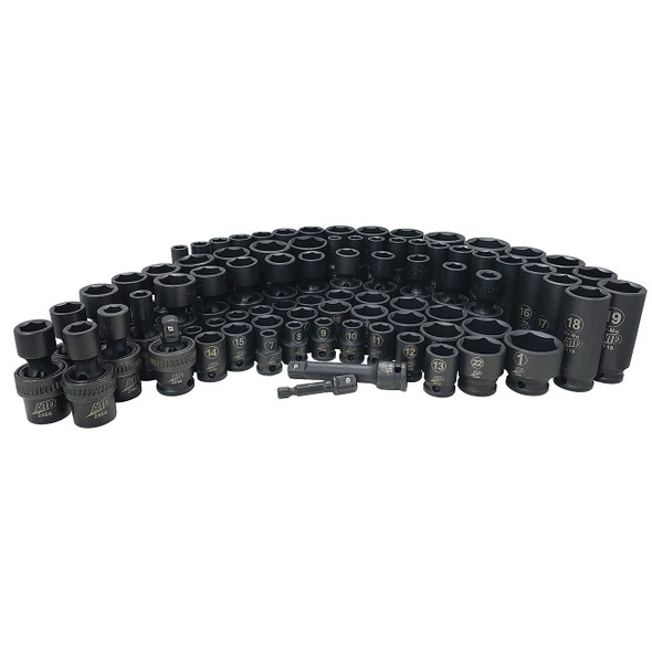 81-Pc. 3/8” Drive 6 Point SAE & Metric Impact Socket Set 2381