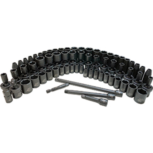 72-Pc. 1/4” Drive 6 Point SAE & Metric Standard & Deep Impact Socket Set 2275