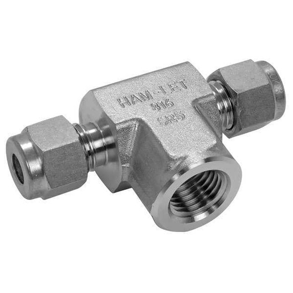 Ham-Let 1/2" x 1/4" Compression x FPT SS Female Branch Tee 772LF  SS 1/2 X 1/4
