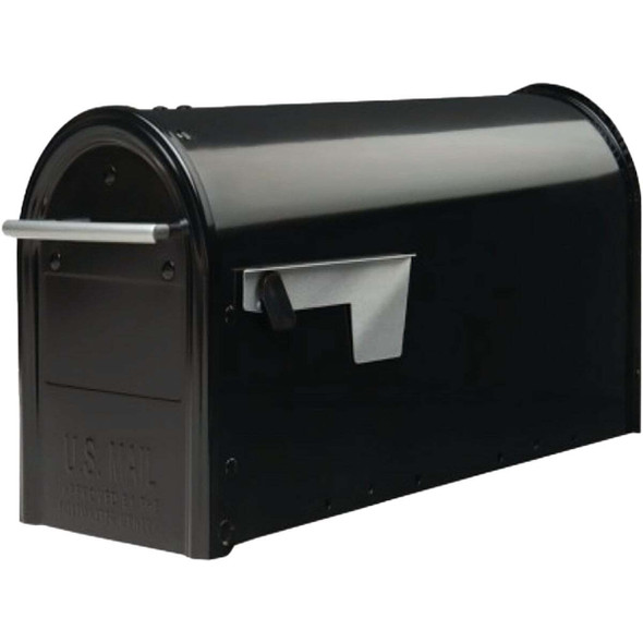 Gibraltar Franklin Black Steel Rural Post Mount Mailbox FM110BAM
