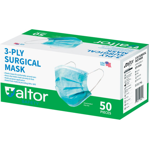 Altor Safety Disposable 3-Ply Surgical Face Mask (50-Pack) 62222