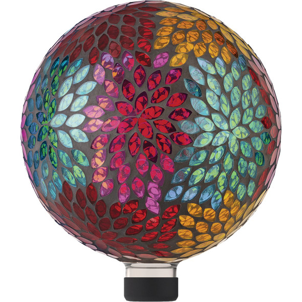 Alpine 10 In. Dia. Colorful Mosaic Leaves Glass Gazing Globe HMD172