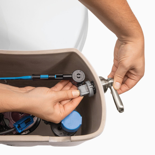 Fluidmaster Perfect Fit Premium Brushed Nickel Tank Lever with Plastic Telescoping Arm