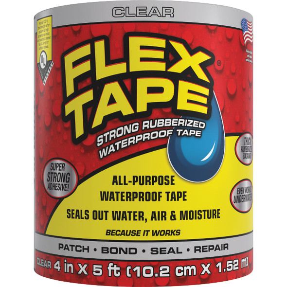 Flex Tape 4 In. x 5 Ft. Repair Tape, Clear TFSCLRR0405