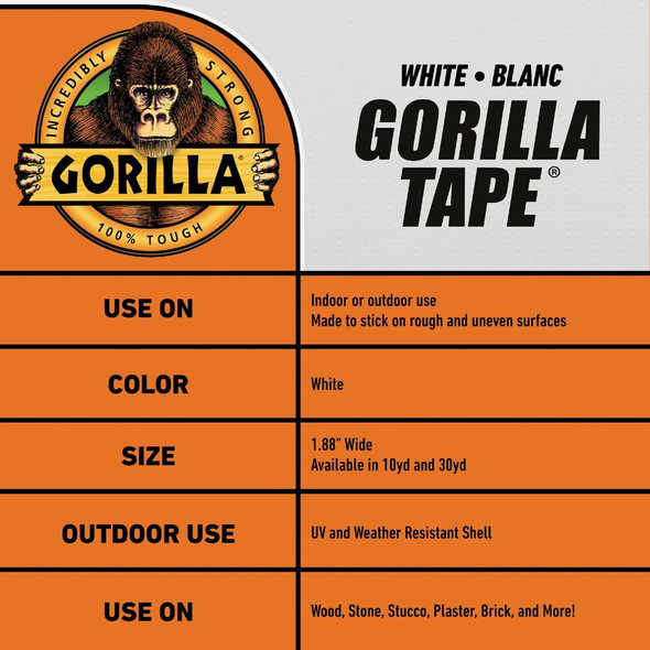 Gorilla 2.88 In. x 25 Yd. Tough & Wide Heavy-Duty Duct Tape, White 6025302 433263
