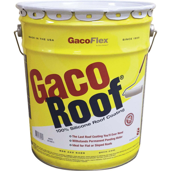 GacoRoof VOC-Compliant Silicone Roof Coating, White, 5 Gal. GR1600C-5
