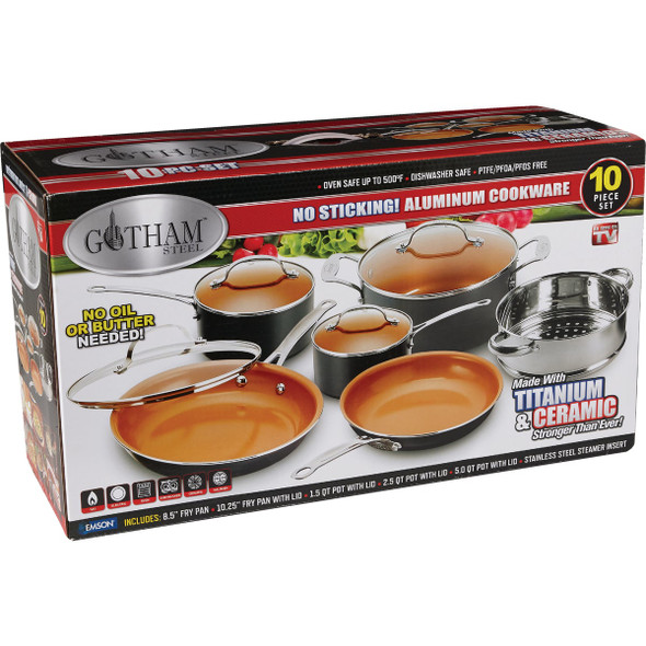 Gotham Steel Gray Non-Stick Aluminum Round Cookware Set (10-Piece) 1129