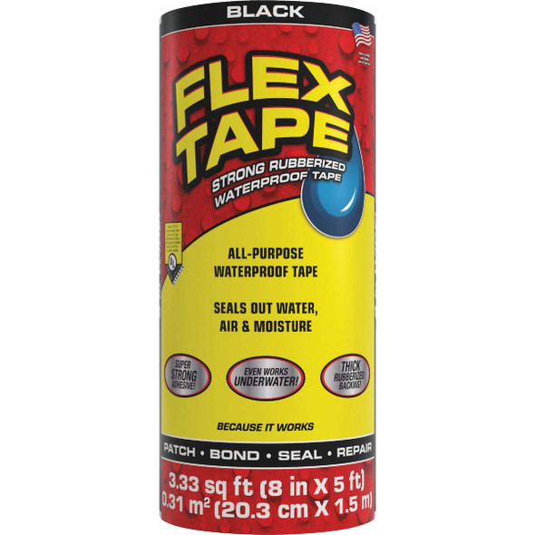 Flex Tape 8 In. x 5 Ft. Repair Tape, Black TFSBLKR0805