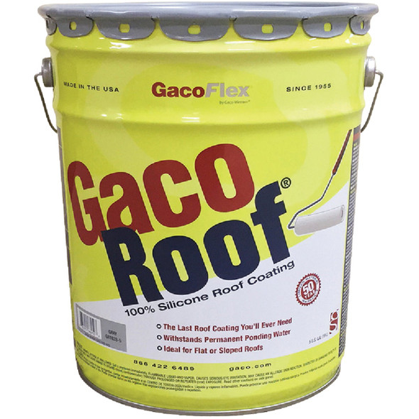 GacoRoof Silicone Roof Coating, Gray, 5 Gal. GR1628-5