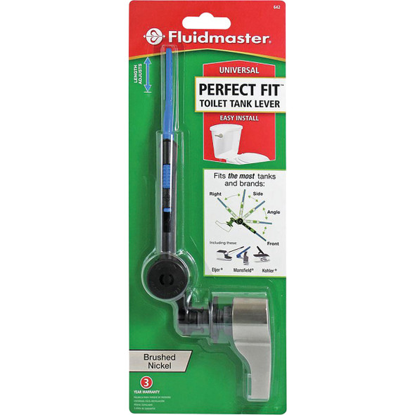 Fluidmaster Perfect Fit Brushed Nickel Toilet Tank Lever Fluidmaster Perfect Fit Brushed Nickel Toilet Tank Lever
