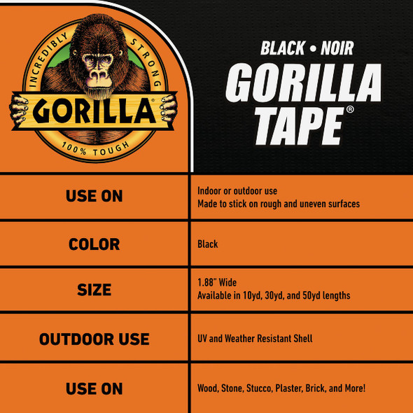 Gorilla 1.88 In. x 30 Yd. Heavy-Duty Duct Tape, Black 105629 403437