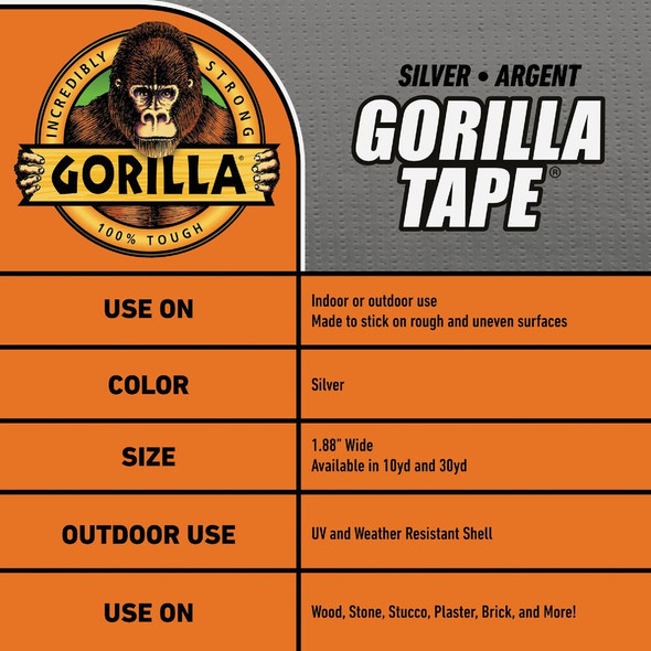 Gorilla 1.88 In. x 30 Yd. Heavy-Duty Duct Tape, Silver 105634 403449