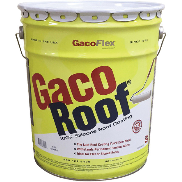 GacoRoof Silicone Roof Coating, White, 5 Gal. GR1600-5
