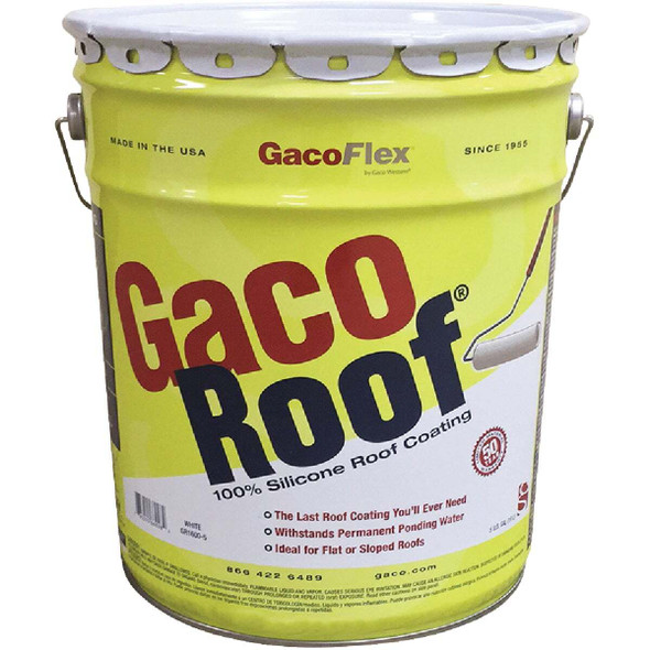 GacoRoof Silicone Roof Coating, White, 5 Gal. GR1600-5