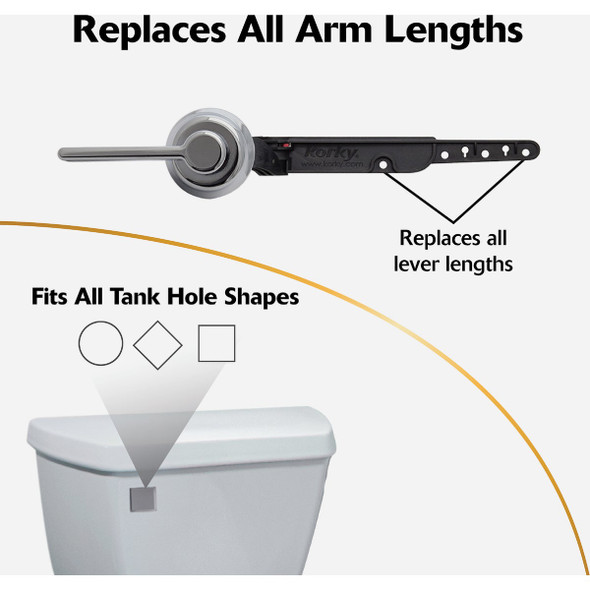 Korky StrongARM Universal Chrome Tank Lever with Classic Style Handle