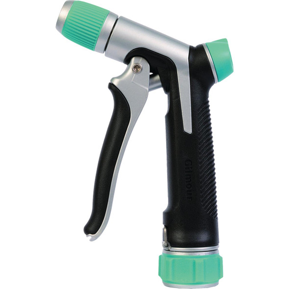 Gilmour Stainless Steel Adjustable Pistol Nozzle, Black & Green 825602-1001