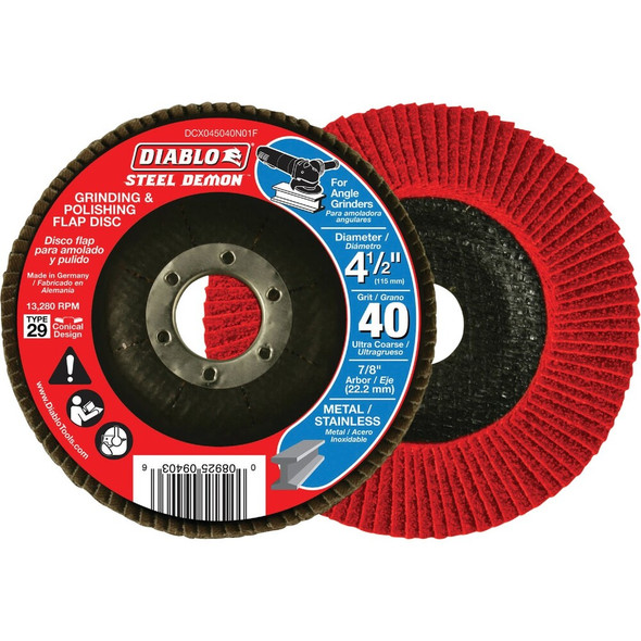 Diablo Steel Demon 4-1-2 In. x 7-8 In. 80-Grit Type 29 Angle Grinder Flap Disc DCX045080N01F 302962