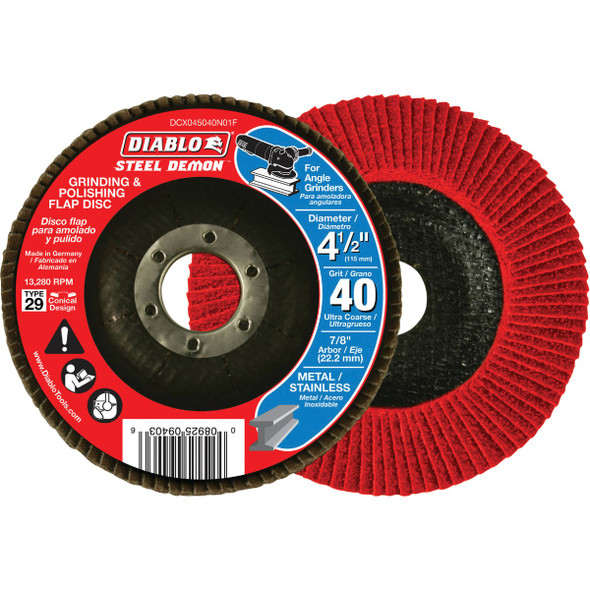 Diablo Steel Demon 4-1-2 In. x 7-8 In. 80-Grit Type 29 Angle Grinder Flap Disc DCX045080N01F 302962