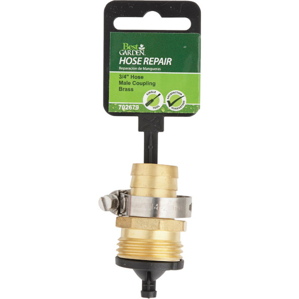 Best Garden 3/4 In. Male Brass Hose End Repair Hose Coupling Best Garden 3/4 In. Male Brass Hose End Repair Hose Coupling